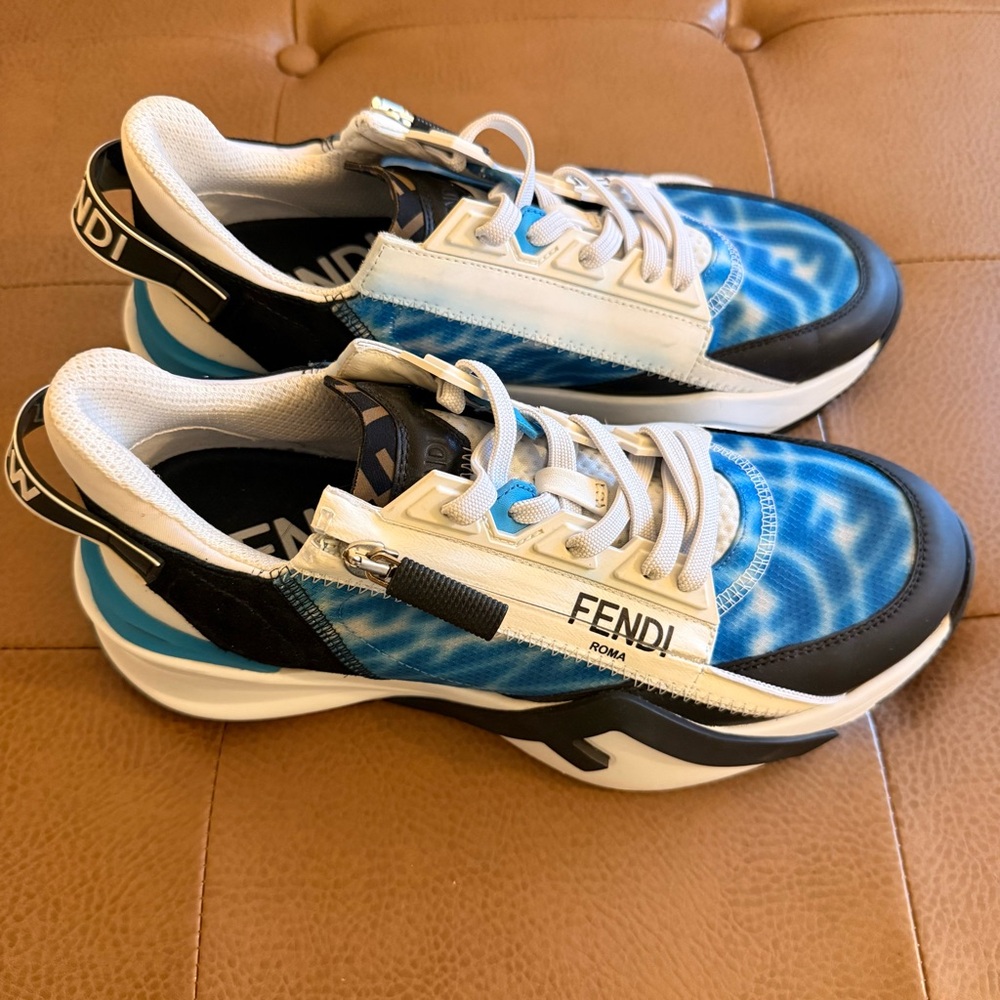 Fendi Black and Blue Wave Sneakers